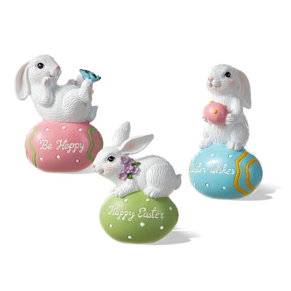 4.5 in. H (Set of 3) Easter Resin Bunny Table Decor