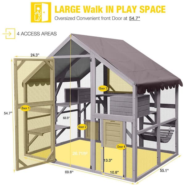 aivituvin Outdoor Cat Run : Large Cat Enclosure AIR52-M - The Home
