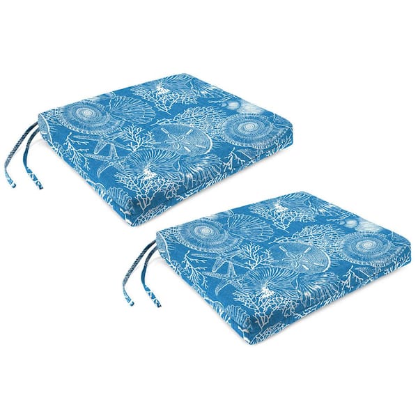 19 in. W x 17 in. D x 2 in. T Rectangular Outdoor Seat Cushion in Saltwater Sky (2-Pack)