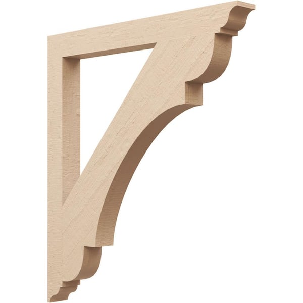 Ekena Millwork 3.5 in. x 40 in. x 36 in. Olympic Traditional Rough Cedar Woodgrain Timberthane Polyurethane Bracket, Primed Tan