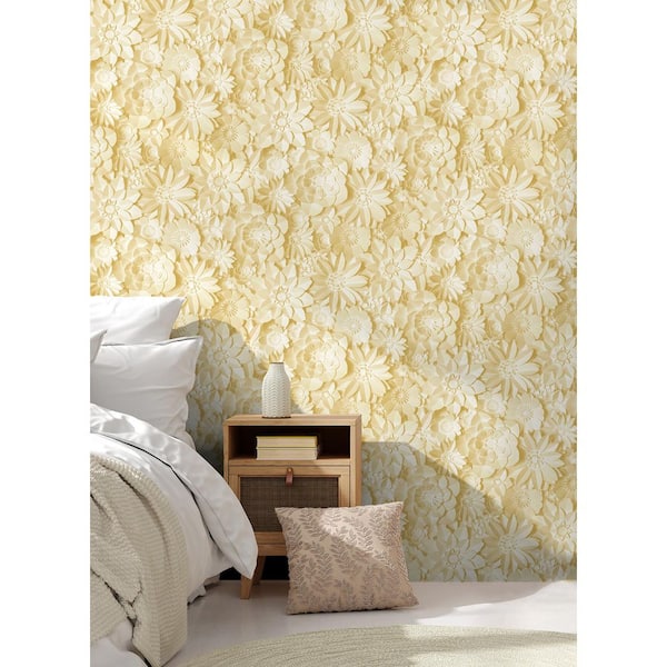 Dacre Yellow Floral Non-Pasted Wallpaper, 56.4 sq. ft.
