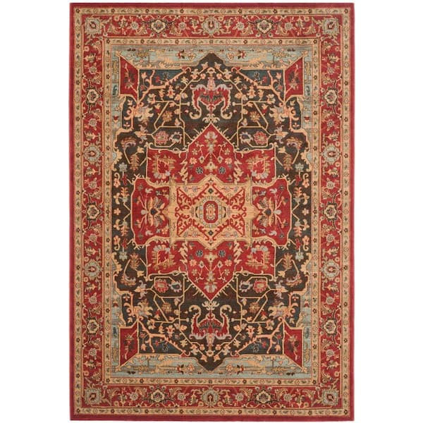 Mahal Red 7 ft. x 9 ft. Border Area Rug