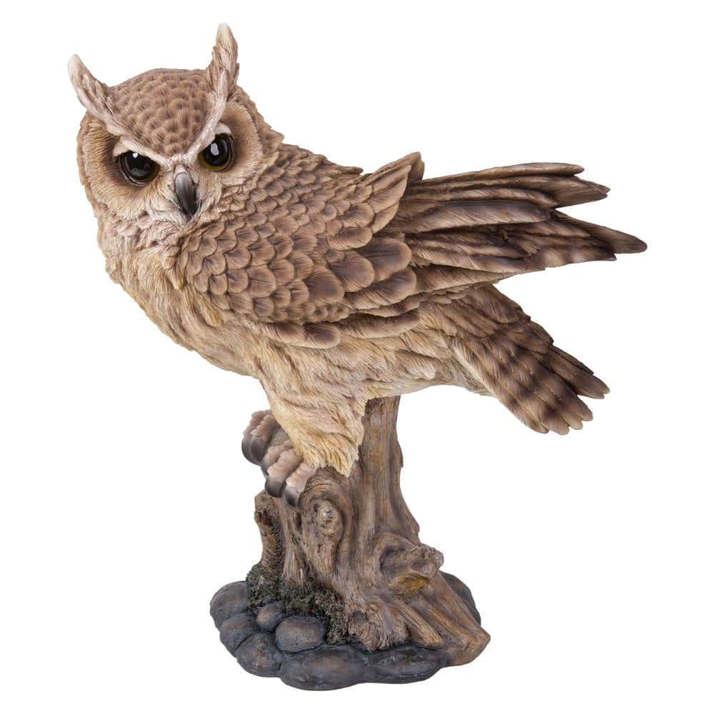 HI-LINE GIFT LTD. Large Long Eared Owl on Stump with Fluffed Feathers ...