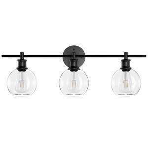 aiwen 19.7 in. 3-Light Black Modern Vanity Light Over Mirror with Clear ...