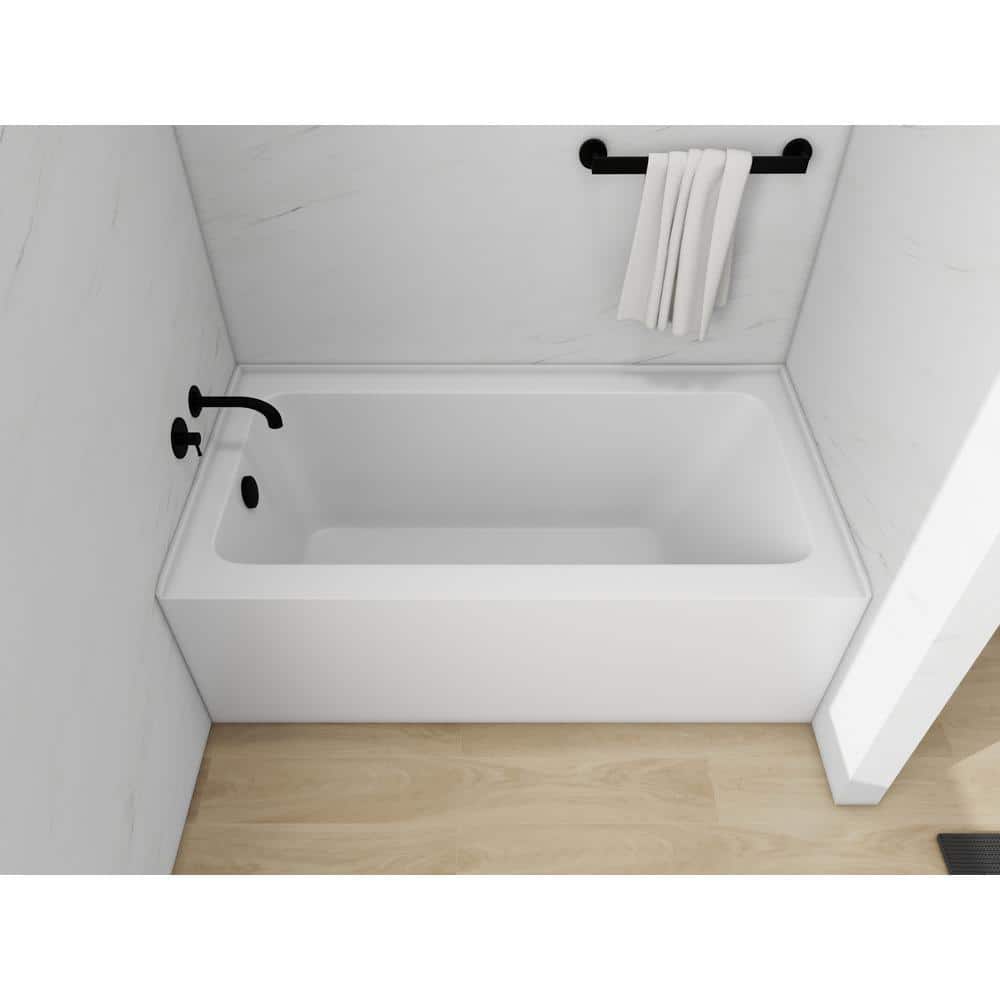 White Acrylic Alcove Soaking Bathtub with Skirt and Overflow