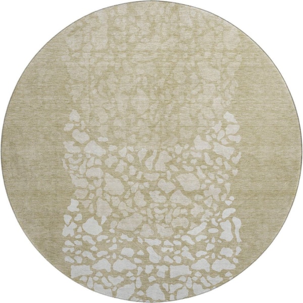 Addison Rugs Mayfield Premium Machine Washable Indoor/Outdoor Geometric AMF643 Beige 8 ft. x 8 ft. Round Area Rug