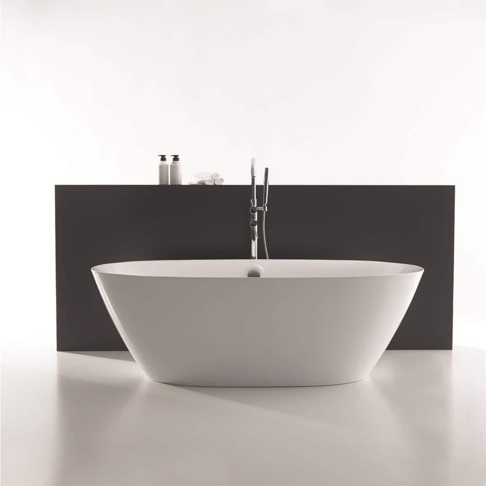 71 in. Acrylic Flatbottom Double Ended Freestanding Soaking Bathtub in White with Polished Chrome Overflow and Drain price history on PriceWatchPro