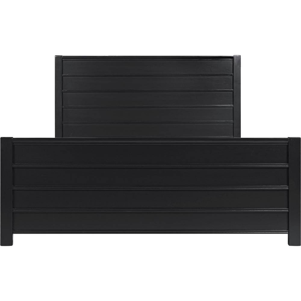 Black Pine Queen Platform Bed with Paneled Headboard