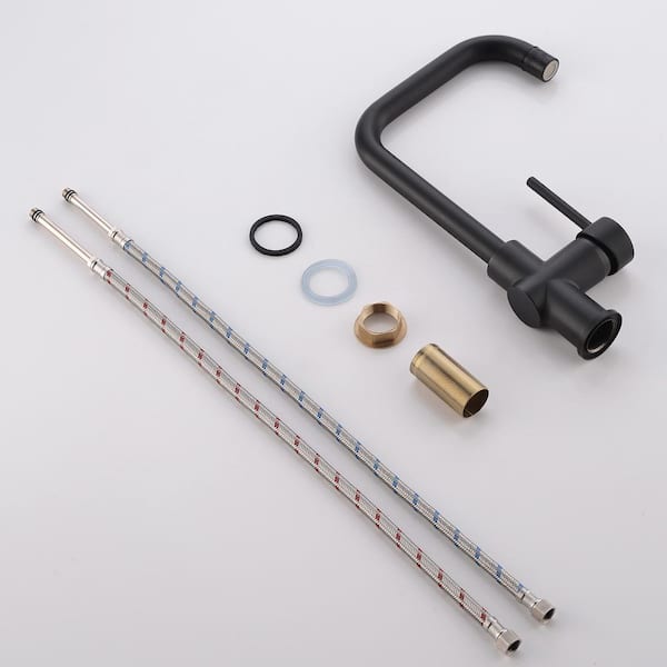 Single Handle Wall Mount Standard Kitchen Faucet in Black