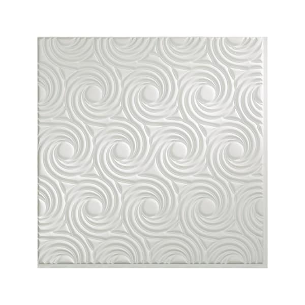 Fasade Cyclone 2 ft. x 2 ft. Glue Up PVC Ceiling Tile in Matte White