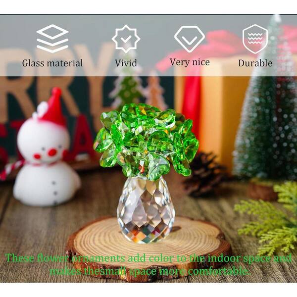 3.5 in. x 1.5 in. Crystal Four-Leaf Clover Flower Figurine:Lucky