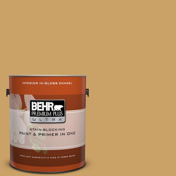 BEHR Premium Plus Ultra 1 gal. #PPU6-17 Classic Gold Hi-Gloss Enamel Interior Paint and Primer in One