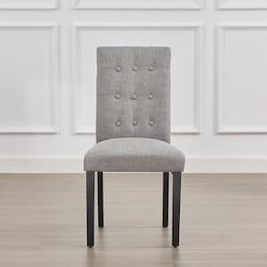 Upholstered Dining Chairs Set of 4 Gray Button Tufted Back, Padded Seat, Wood Legs with Rubber Footpads Kitchen Chairs