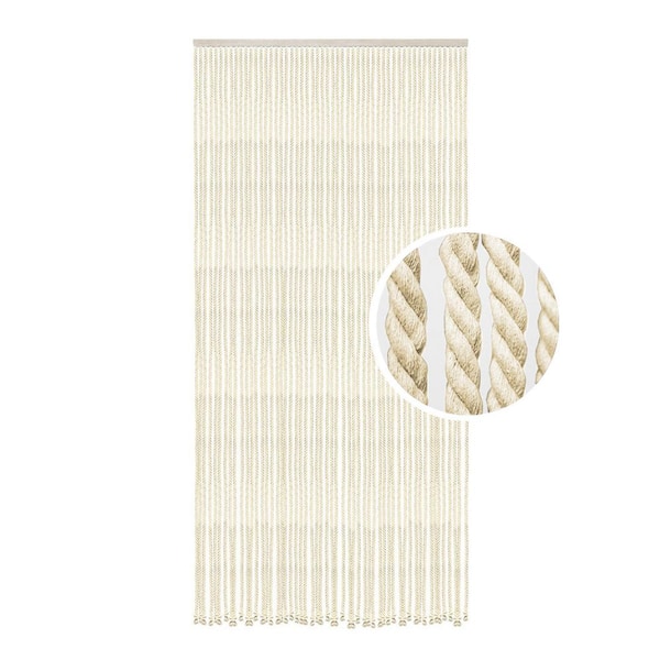 Room Divider Braided Off-White Cotton/Polyester 36 in W x 79" in. L Rope Door Curtain 54 Strings 1 Panel