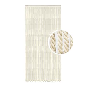 Room Divider Braided Off-White Cotton/Polyester 36 in W x 79" in. L Rope Door Curtain 54 Strings 1 Panel