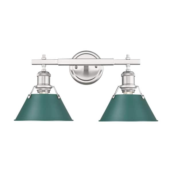 Orwell 8.5 in. 2-Light Silver Vanity Light with Pine Green