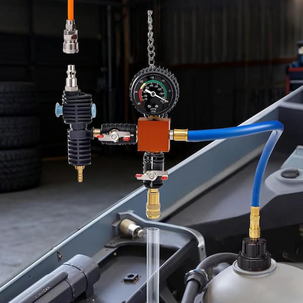 Coolant Pressure Tester Kit, 47Pcs Radiator Refill with 3 Metal Adapters, Universal Fit, Auto Tool with Pump & Filler