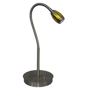 12 in. Brushed Nickel Finish and a Gold Accented Anodized Aluminum Shade LED Swing Arm Desk Lamp
