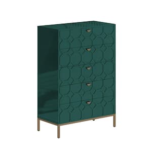 49.2 in. H Freestanding Storage Cabinet Green 5 Drawer Accent Cabinet