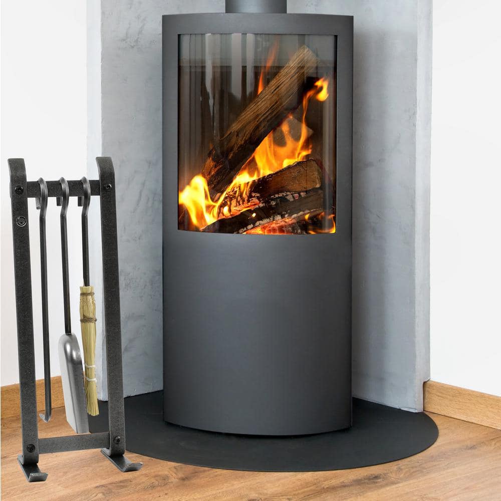 Compact Hammered Steel Fireplace Tool Set with Stand
