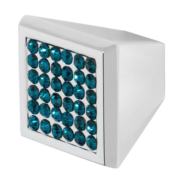 Wisdom Stone Marilyn 1 in. Chrome with Ocean Blue Crystal Cabinet Knob