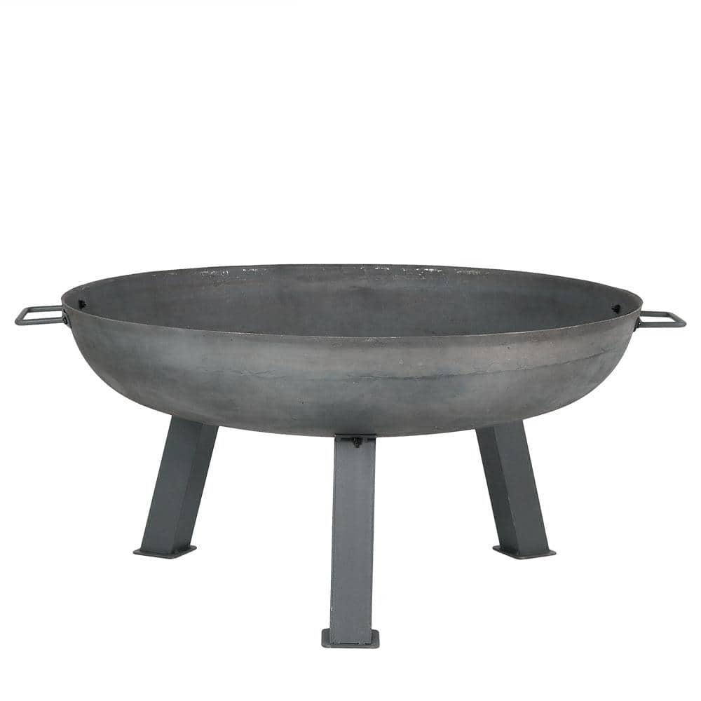 30-Inch Gray Cast Iron Wood-Burning Fire Pit with Steel Finish