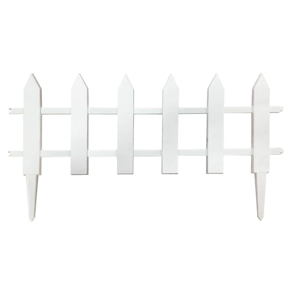 White Vinyl Freestanding Picket Garden Fence, 12 x 23 Inches