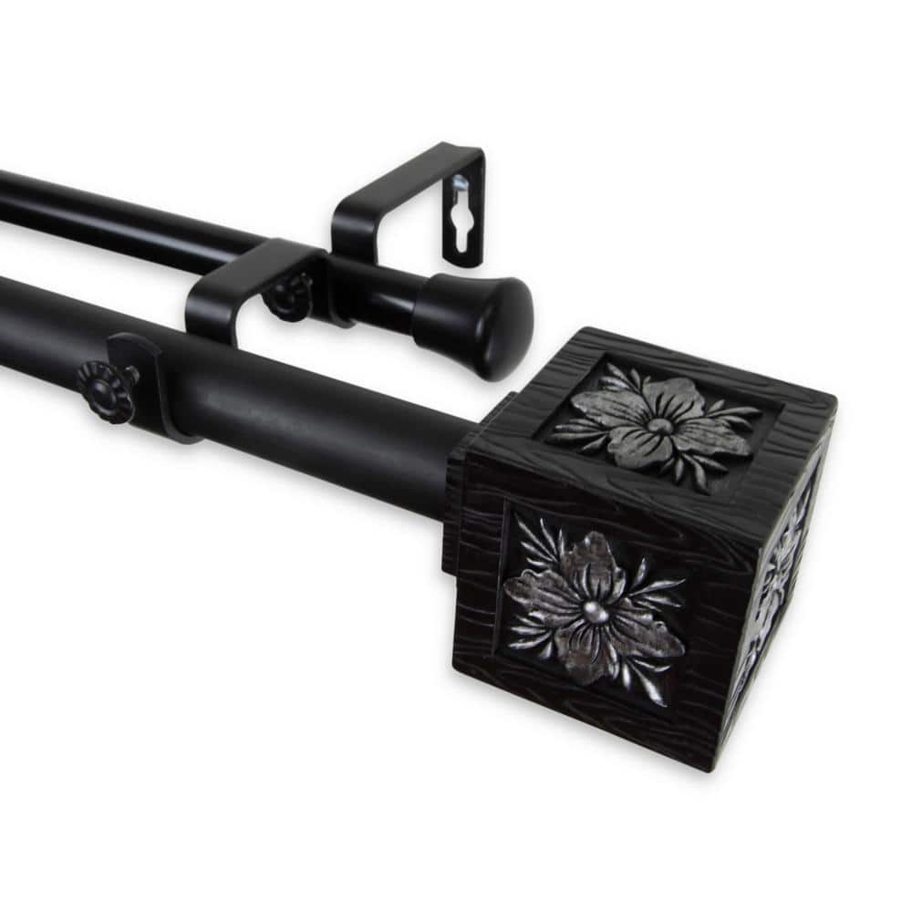 Ophelia 160 in. - 240 in. Adjustable 1 in. Dia Double Curtain Rod in Black price history on PriceWatchPro