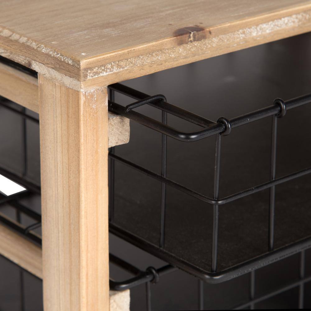 Rustic Wood and Metal 2-Drawer Letter Tray Organizer
