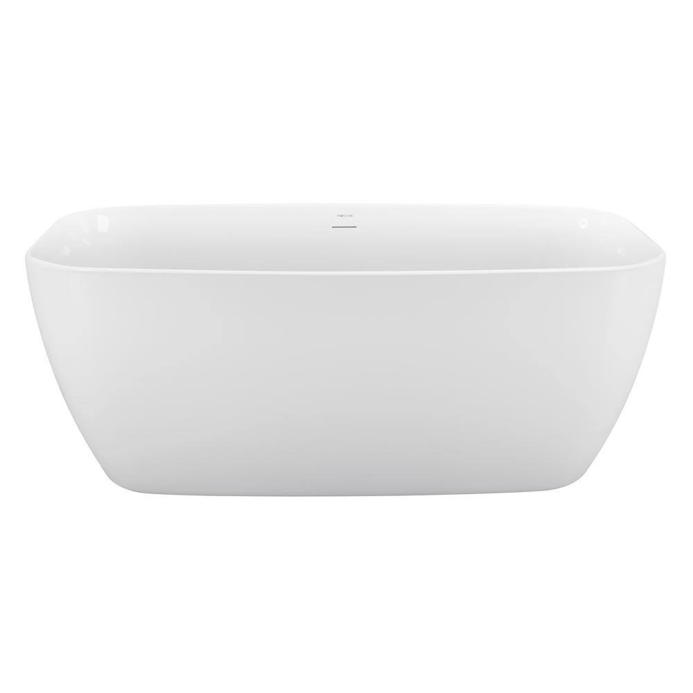 59 in. x 28 in. Soaking Bathtub with Center Drain in Glossy White