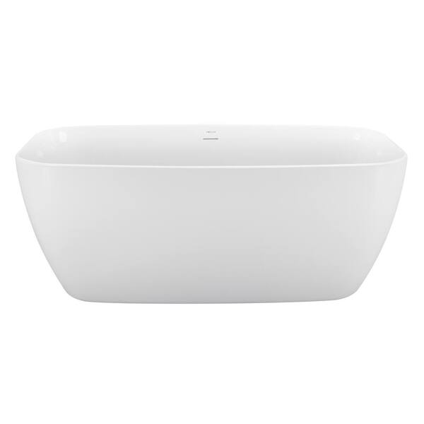 Unbranded 59 in. x 28 in. Soaking Bathtub with Center Drain in Glossy White