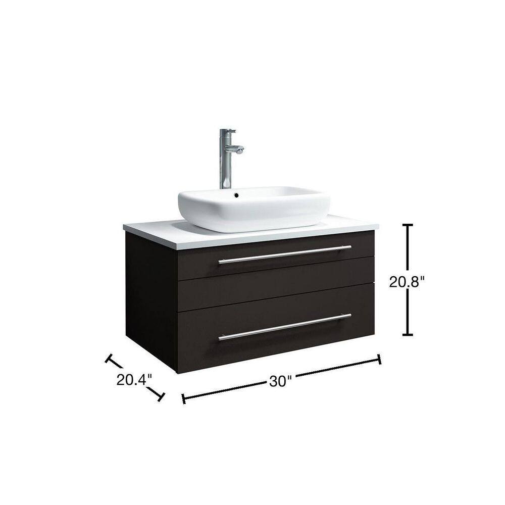 Lucera 30'' Espresso Solid Wood Wall-Mount Vanity with Quartz Top