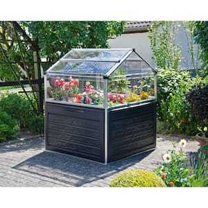 Plant Inn 4 ft. x 4 ft. Gray/Clear Raised Bed DIY Greenhouse Kit