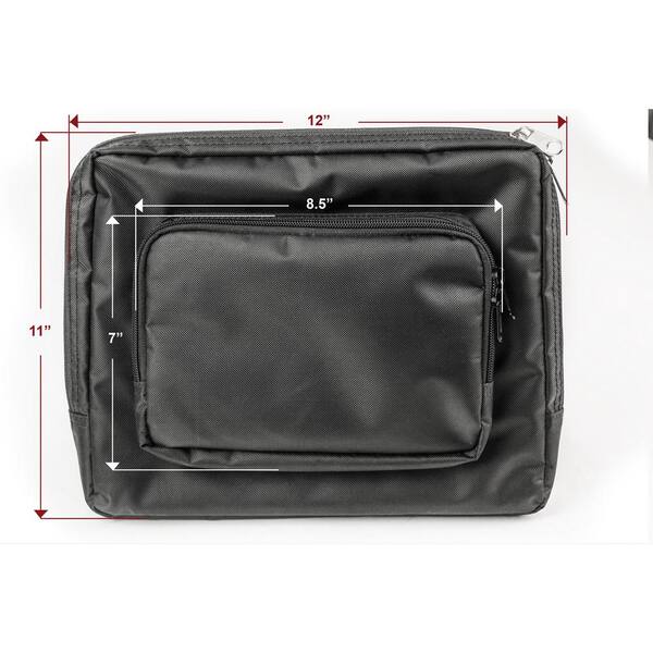 Bag, Vinyl, top zipper, w/hang loop, 8.5 x 8 x 2.5 - black