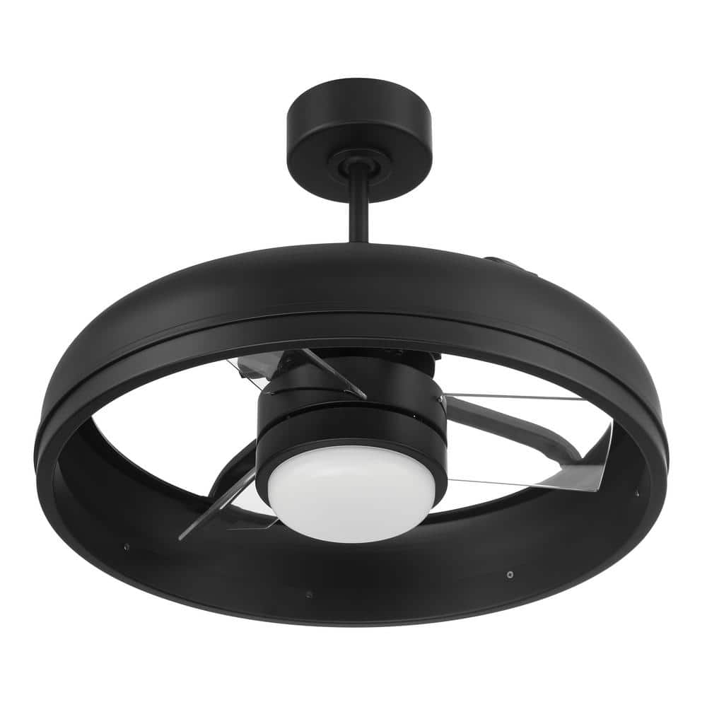 Taylor 24-Inch Flat Black Ceiling Fan with Frost White Glass Shade