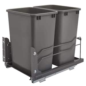Gray Double Pull Out Trash Can 35 qt. with Soft-Close