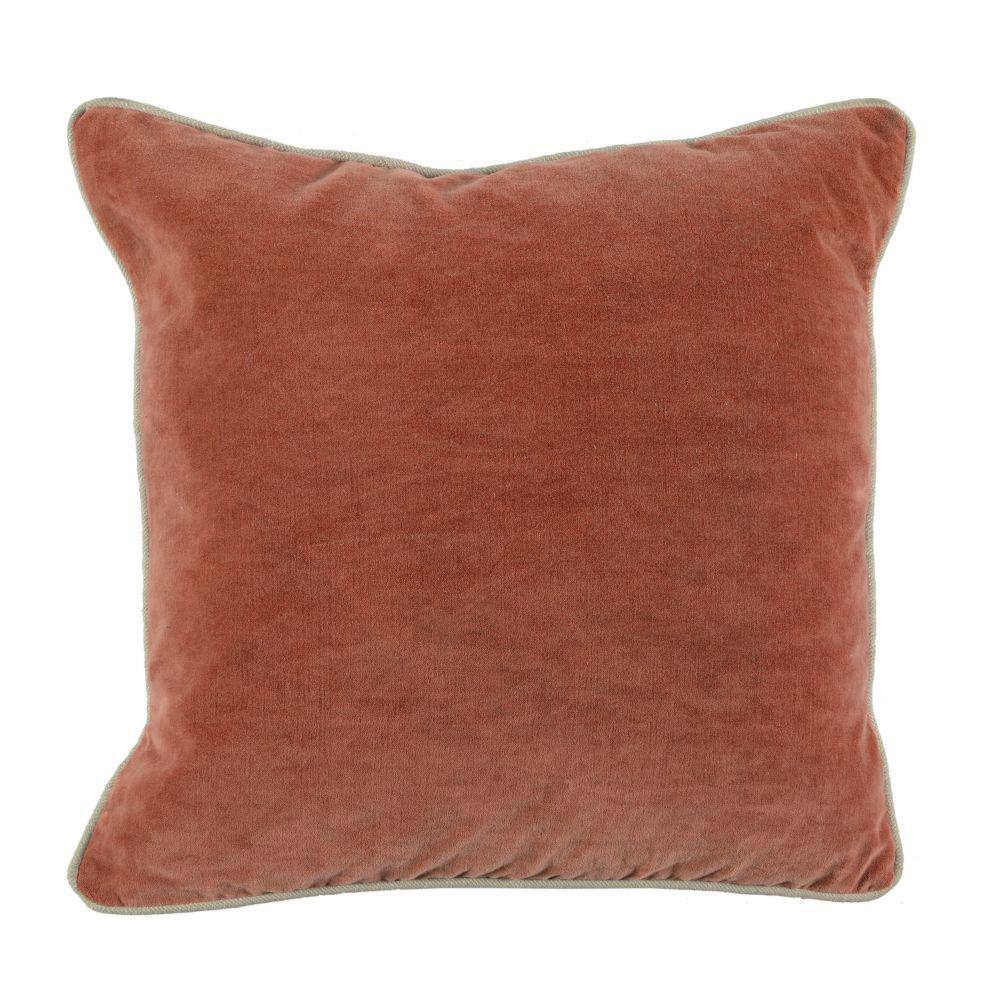 Benjara 18 in. x 18 in. Pink Square Fabric Throw Pillow with Solid