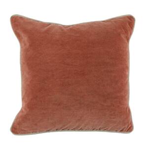 18 in. x 18 in. Pink Square Fabric Throw Pillow with Solid Color and Piped Edges