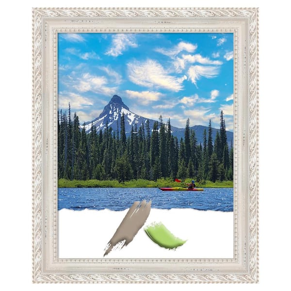 Amanti Art 16 in. x 20 in. Morgan White Silver Wood Picture Frame Opening Size