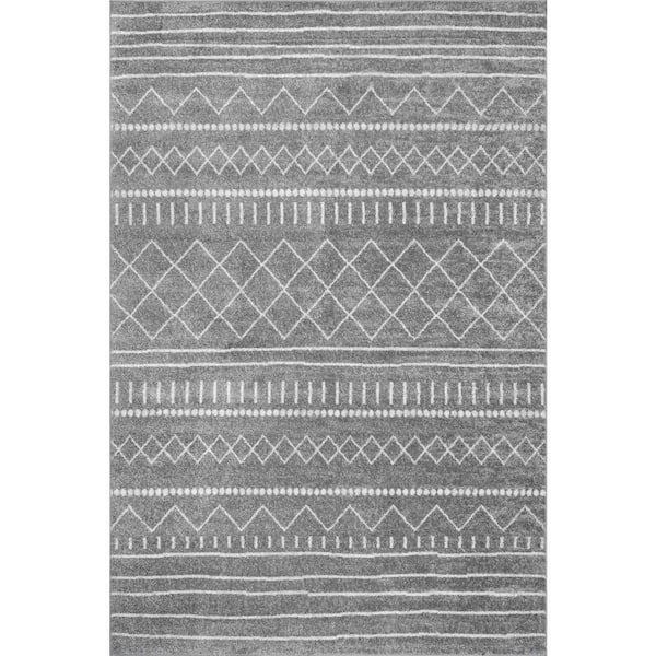 Arielle Trellis Moroccan Grey 5 ft. x 8 ft. Indoor Area Rug