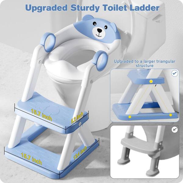thumbnail interactive-video image 1 of Blue Portable Toddler Potty Training Toilet With Real Flushing Sound - HTTMT 1 of 6
