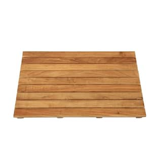 18 in. x 25 in. Bathroom Shower Mat in Natural Teak