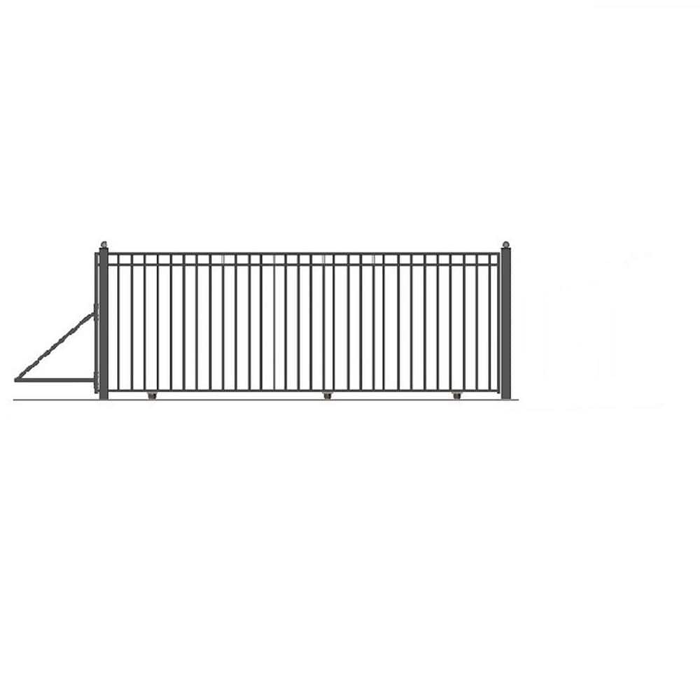 Madrid Style 30 ft. x 6 ft. Black Steel Single Slide Driveway Fence Gate