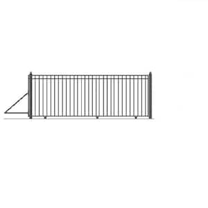 Madrid Style 30 ft. x 6 ft. Black Steel Single Slide Driveway Fence Gate