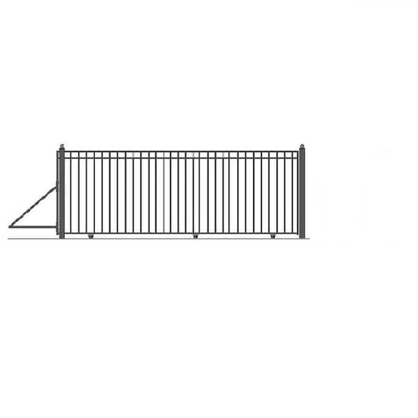 Madrid Style 30 ft. x 6 ft. Black Steel Single Slide Driveway Fence Gate