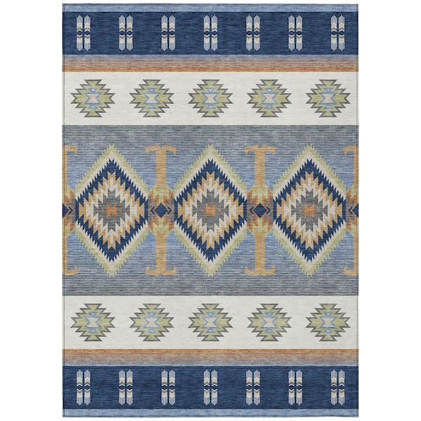 Chantille Machine Washable Indoor/Outdoor Abstract ACN2541 Navy 3 ft. x 4 ft. Area Rug
