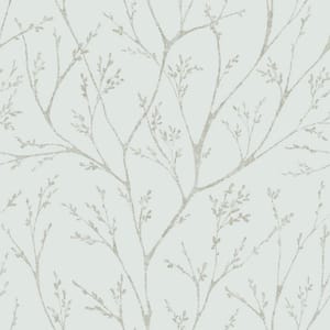 28.18 sq. ft. Tree Branches Blue Peel and Stick Wallpaper
