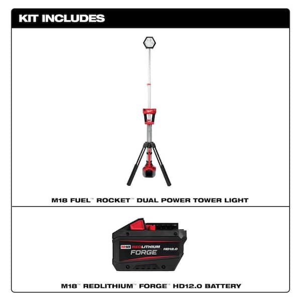 Milwaukee M18 18-Volt Lithium-Ion Cordless Rocket Dual Power Tower