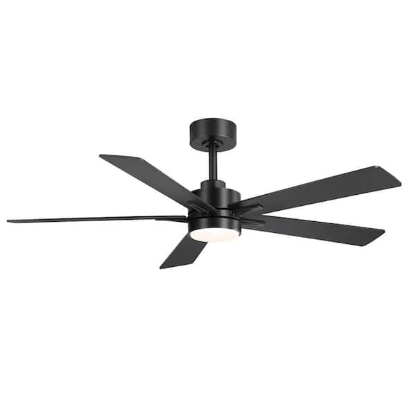 Charlie 52 in. Integrated LED Indoor All-Black Ceiling Fan with Light and Remote Control Included