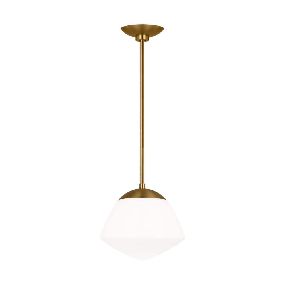 Milne Large 1-Light Burnished Brass Modern Pendant Light with White Milk Glass Shade price history on PriceWatchPro